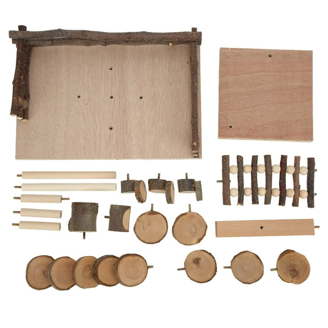 Hamster Natural Wood Playground Set Hamster Living Climbing System for Small Pets