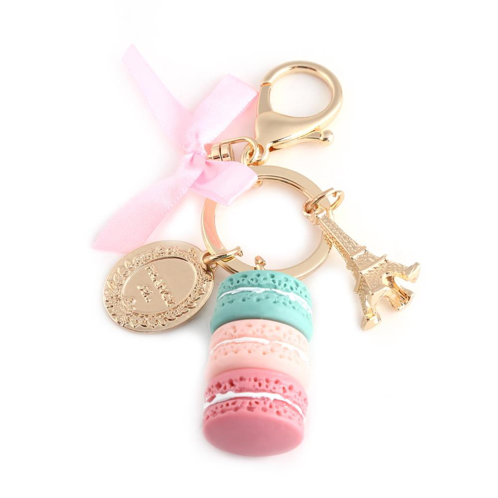 Colorful Cute Cookie Keychain Ring Eiffel Tower Charm Bag Purse Decoration 8C 