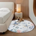 thumbnail image 3 of Summer Ocean Starfish Round Living Room Rugs 4 ft, Shell Coral Washable Area Rug with Non-Slip Sturdy Edge Binding Round Carpet for Entryway Kitchen Bedroom Bathroom, 3 of 9