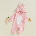thumbnail image 5 of Okbabeha Newborn Baby Boy Girl Easter Outfit Bunny Ear Hoodie Romper Long Sleeve Jumpsuit Infant Spring Clothes, 5 of 8