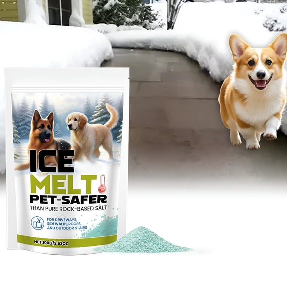 BANIRO 3.53Oz Pet-Safer Ice Melt – Chloride-Free,Fast-Acting Mini Deicer for Steps,Vehicles,Sidewalks and Roofs,Non-Corrosive,Eco-Friendly Ice Melt for Concrete,Driveway and Pet Areas