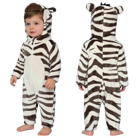 Aislor Unisex Toddler Baby Animal Jumpsuit Hooded Romper Cosplay Cartoon Animal Outfit Zebra 12-18 Months