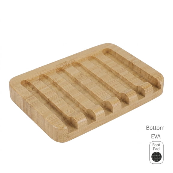 Soap Dish with Slanted Waterfall Design by Appoft, Bar Soap Holder Teak Wood, Soap Saver for Shower, Bathroom, Sink, Kitchen and Countertop