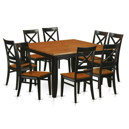 East West Furniture 9  PC  Dining  room  set-Dining  Table  with  8  Wooden  Dining  Chairs