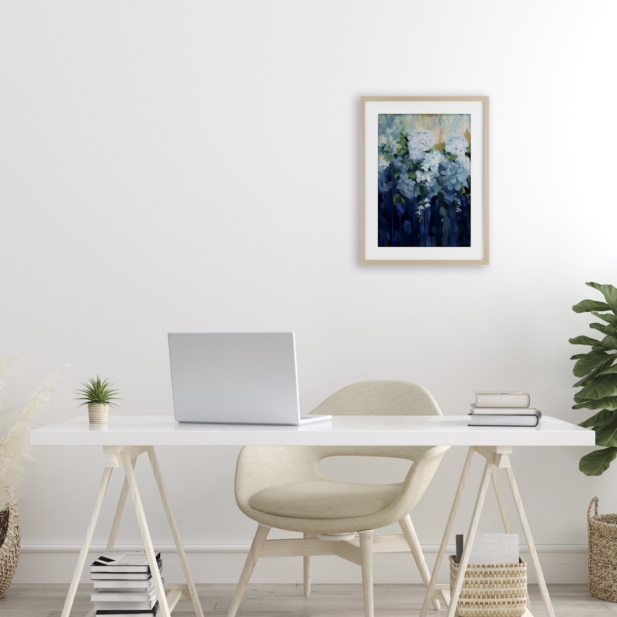 Stupell Industries Lush Blue Hydrangea Abstract Birch Framed Print Under Glass, design by Gina Kelly