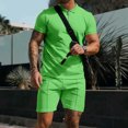thumbnail image 2 of Conjunto De 2 Piezas Para Hombre, Playera, Camiseta, Conjunto Deportivo Informal, Pantalones Cortos De Manga Corta De Talla Grande, 2 of 6