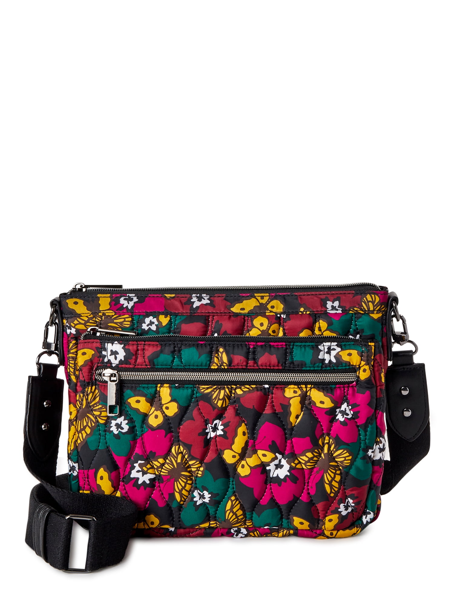 Time and Tru Women's Pine Mini Crossbody Bag, Butterfly Floral