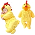 thumbnail image 5 of ZHANGDER Nebworn Baby Chick Costume Infant Girl Boy Outfit Fall Winter Warm Flannel Plush Hood Romper, 5 of 8