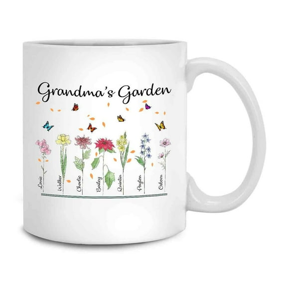 Kantapro Custom Birth Month Flower, Grandma Gift, Custom Name Mug 11oz