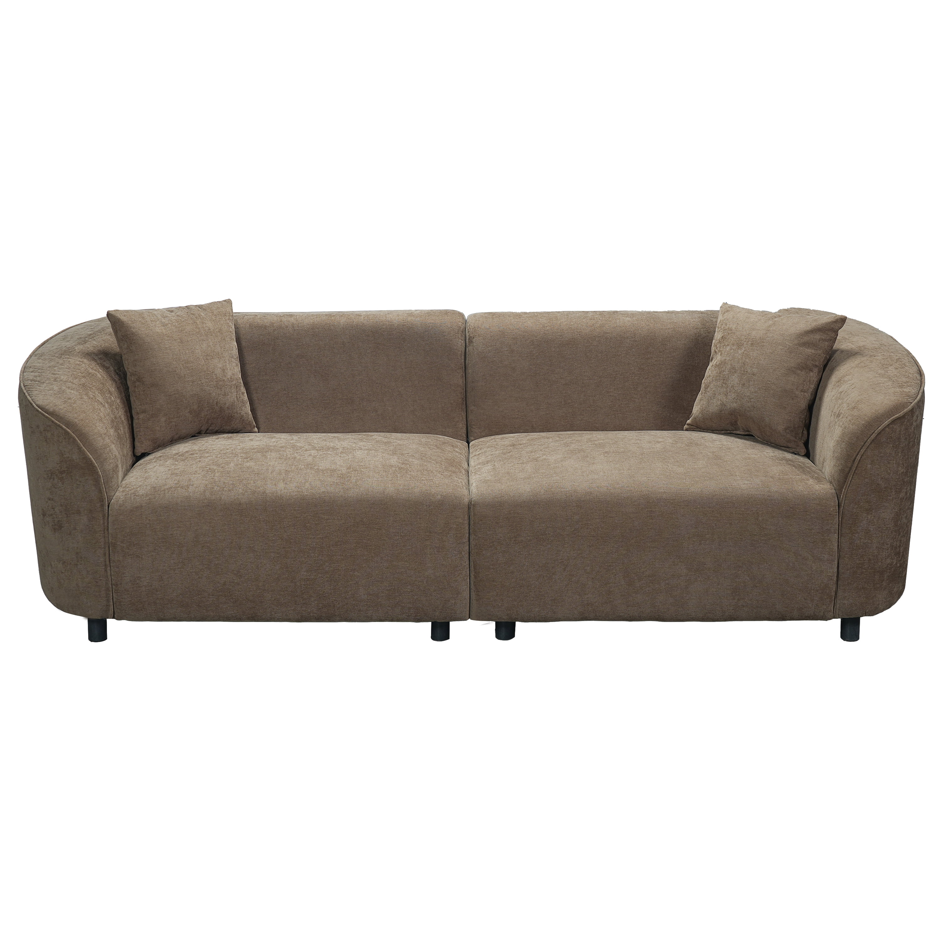 GARITIN 87 Inch Curved Contemporary Sofa in Brown, Plush Seating, Streamlined Design, Durable Frame, Modern Sofa for Living Room Apartment, Brown