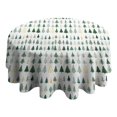 thumbnail image 4 of Green Christmas Tree Pattern Round Tablecloth 60"x60",Wrinkle Wipeable Table Cloth for Kitchen Dining Room Picnic Patio Party, 4 of 6