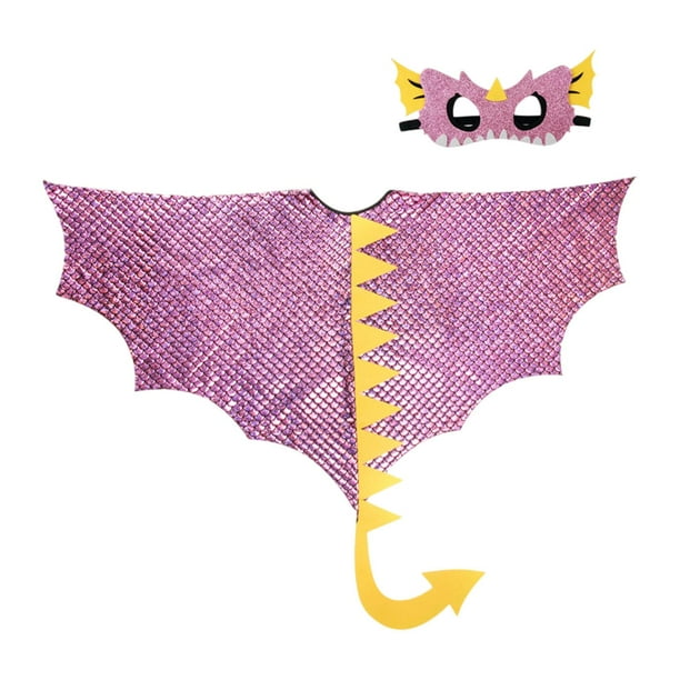 Capa de dinosaurio para niños, capa de dragón, disfraz cómodo para festivales rosa