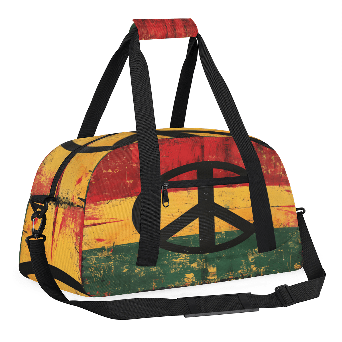 Herdesigns Hippie Peace Sign Sports Duffle Bag for Women & Men, Vintage Gym Bag Dance Bag Overnight Bag Carry On Weekender Travel Bag