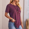 thumbnail image 4 of Ladies Fashion Autumn Winter Solid Color Hooded Striped Button Loose Comfortable Long Sleeve Top Hoodie, 4 of 9