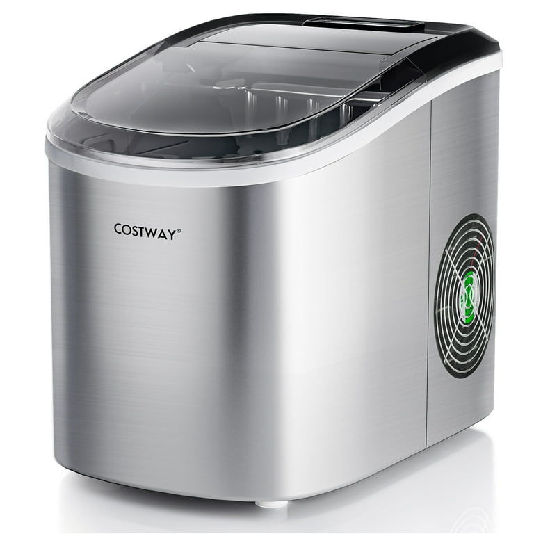 Costway Ice Maker Machine Countertop Automatic Ice Maker 27 LBS/24 Hrs w/  Scoop & Basket Silver 