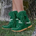 thumbnail image 1 of Bottes Courtes à Bout Rond, Talon Plat, Plateforme en Daim, Boucle de Ceinture Plate, Franges, Bottes pour Femmes, 1 of 4