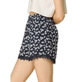 thumbnail image 5 of REFINED ATTIRE Juniors Floral Printed Lace Trim Elastic Waist Shorts, 5 of 7