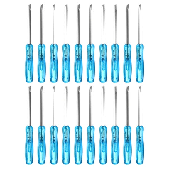 Uxcell 20pcs SL2.0 Mini Flat Head Screwdriver 2.48" Length Screwdrivers 1.3" Carbon Steel with Ergonomic Handle for DIY Repairing, Blue