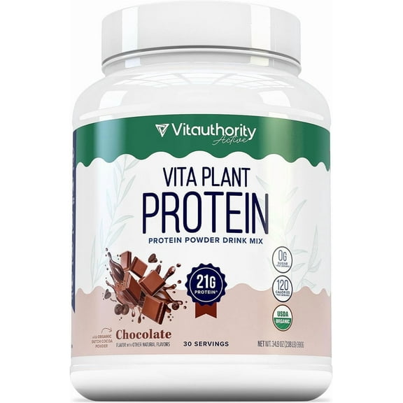 Vitauthority Vita Plant Organic Plant Based Protein Powder for Women, Chocolate, 30 Servings