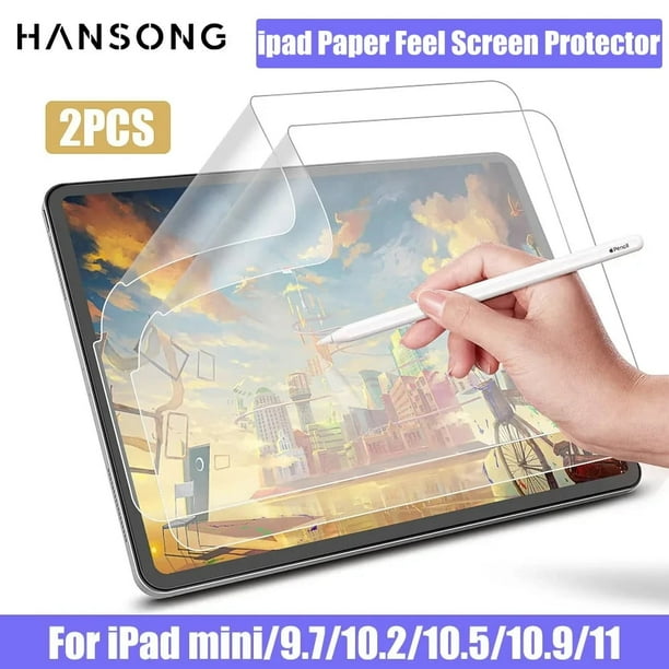 2 protectores de pantalla con tacto de papel para iPad de Apple (9.7, Air 2, 3, 4, 5, 10.5, 10.9, 2021, Pro 11, 10.2, 7.ª, 8.ª y 9.ª generación, mini 1, 2, 3, 4, 5 y 6, iPad 10.5, Pro Air 3)