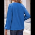 thumbnail image 4 of Blusa de Larga con Cuello en V para Mujer, Estilo Farol, Elegante, Informal, de Punto Acanalado, Corte Holgado, Otoño 2025 Azul XL, 4 of 8