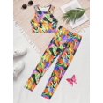 thumbnail image 3 of Kid Girls Activewear Dazzling Graffiti Tank Tops & Matching Pants Set 2Pcs Clothing From 7-14Y Spring Summer Casual Outdoor Activities, 3 of 9