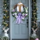 thumbnail image 3 of Corona de Pascua con cruz y tela blanca, 15.35 pulgadas, color morado, para puerta de entrada, con enredadera artificial, lirios y lazo para decoración rústica y campestre de interiores y exteriores., 3 of 6