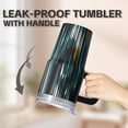 thumbnail image 5 of Double Wall 20oz Stainless Steel Textured Tumbler with Handle, Insulated Coffee Travel Mug, Geometric Pattern Leak Proof, 5 of 5