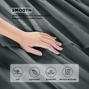 Shilucheng 4 Pieces Luxury Bed Sheets Set, 1800 Series Plush Microfiber Bed Sheets, 16 Deep Pocket, Queen, Dark Gray