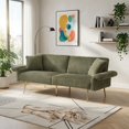 thumbnail image 2 of 79" Corduroy Sofa Bed, Foldable Double Sofa Bed with Folding Armrests, Convertible Couch for Living Room & Small Spaces, Green, 2 of 15