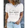 thumbnail image 1 of Camiseta Para Mujer Ropa De VeranoChic Minimalist Letter Print Women's T-Shirt - Casual Crew Neck, Short Sleeve, Stretchy Polyester Blend, Machine Washable - Perfect for Summer & Casual AttireFather, 1 of 7