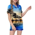 thumbnail image 2 of Ediodpoh Ensemble Décontracté pour Enfants 2 Pcs Ensembles Pyjamas pour Enfants Imprimé Graphique Chemise à Manches Courtes à Boutons Shorts Ensemble de Pyjama Tenues pour Filles Bleu_021 8-9 Ans, 2 of 4