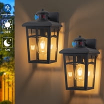 C Cattleya 2-Pack 12.25inch Black Motion Sensor Dusk to Dawn Outdoor Wall Lantern