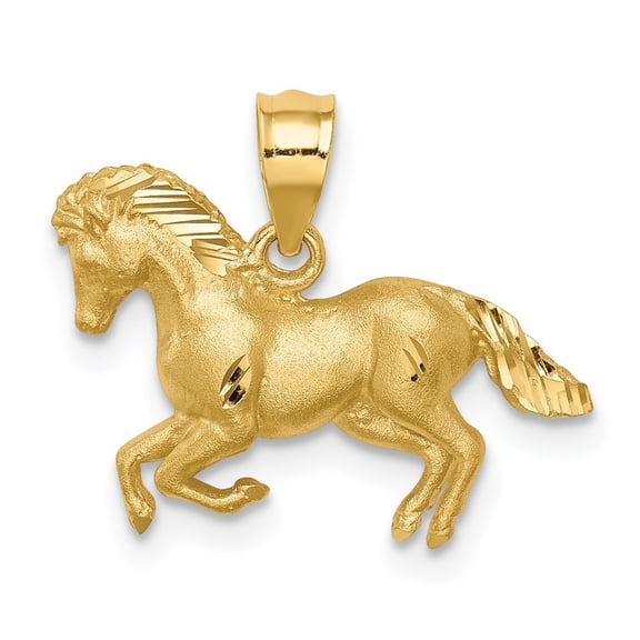 Auriga Fine Jewelry 14K Yellow Gold Brushed and Diamond-cut Horse Pendant for Women