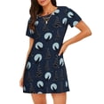 thumbnail image 1 of Fotbe Night Forest Wolf Bata de Dormir para Mujer con Estampado, Camisón de Algodón de Manga Corta, Ropa de Dormir Casual, 1 of 6
