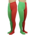thumbnail image 3 of ToBeInStyle Women's Two Toned Jester Tights w/ Reinforced Toe - Red/Kelly Green - One Size Plus, 3 of 5