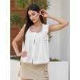thumbnail image 5 of LMLYSoH Women Tank Top, Sleeveless Tops Square Neck Lace Trim Button Closure Summer Streetwear, 5 of 9