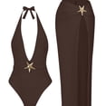 thumbnail image 6 of One-Piece Tankini Swimsuits for Women with Cover-Up Skirts Womens Trendy Solid Color Deep V Neck Bathing Suits and High Slit Skirt Sets, 6 of 6