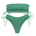 thumbnail image 2 of Bikinis for Women Strapless Bandeau Backless Tube Top Ruched Drawstring V Waist Cheeky Briefs, 2 of 5