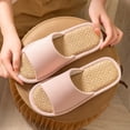 thumbnail image 5 of Fnooota Womens Slide Slippers, Bedroom Open Toe Non Slip Soft Sole House Slippers Home Shoes Pink Size 7.5-8.5, 5 of 5