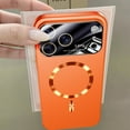 thumbnail image 5 of TECH CIRCLE for iPhone 16 Pro Max Magnetic Acrylic Case with Glass Camera Lens Protector,Compatible with MagSafe,Large Window Logo View Slim Matte Drop Protection Shockproof Dust-Proof,Orange, 5 of 12