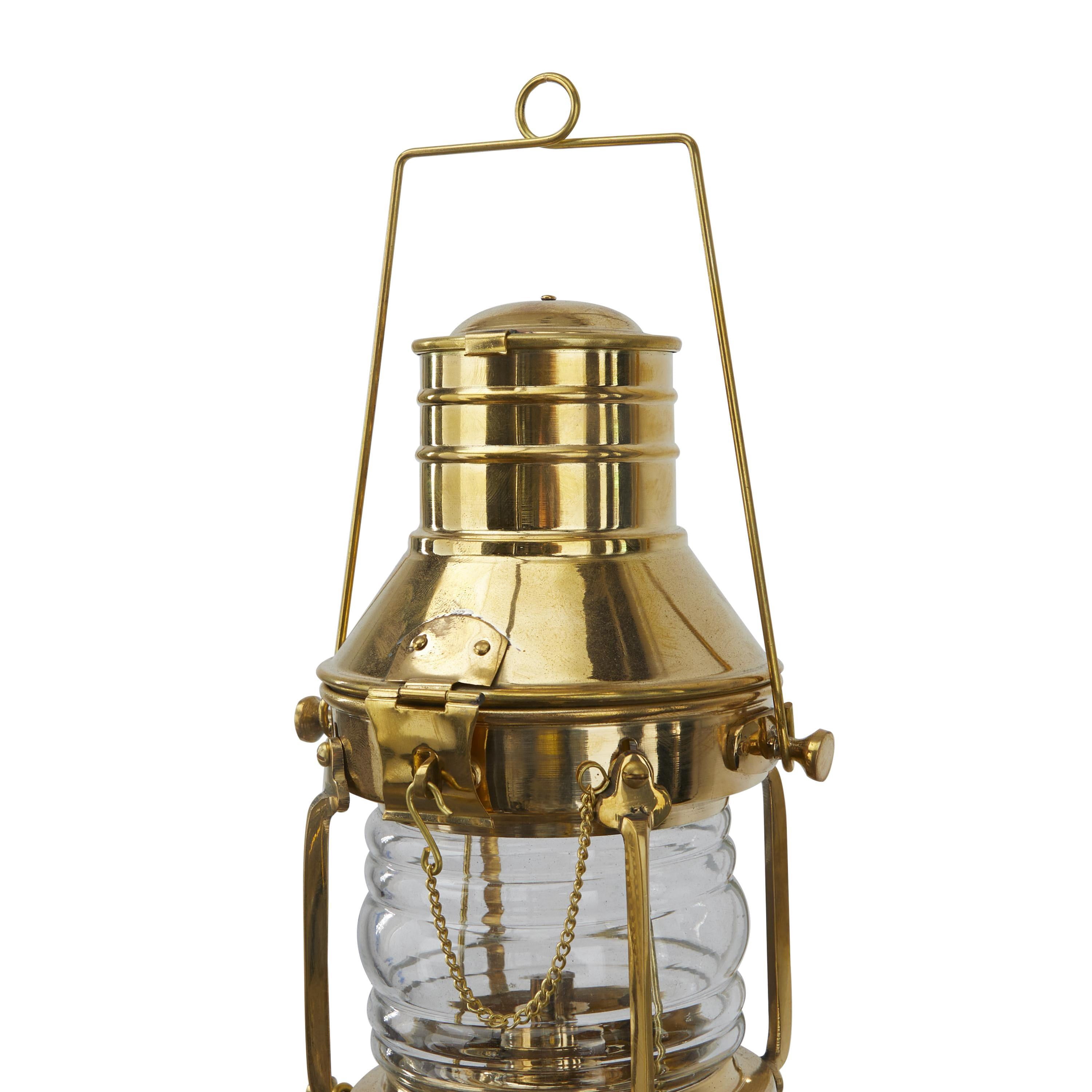 DecMode Gold Brass Metal Decorative Candle Lantern with Handle