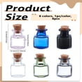 thumbnail image 2 of 1set 6pcs 6 colors Mini High Borosilicate Glass Bottles with Cork Stoppers Wishing bottles Square Mixed color 2.3~2.7x1.4~1.45x1.4~1.45cm 1pc/color, 2 of 3