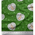 thumbnail image 1 of Soimoi Green Velvet Fabric Snowflake,Heart & Reindeer Face Animal Print Sewing Fabric Yard 58 Inch Wide, 1 of 1