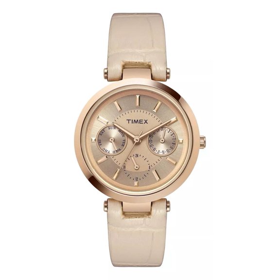 Timex Classic 34mm Pink Strap Rose Gold-Tone Ladies Watch