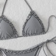 thumbnail image 4 of Glisme Black Bikini Sets For Women Striped Bikini Plunging Triangle Top And Tied Back Bottoms For Swimwear For Swimming Lessons, 4 of 6