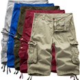 thumbnail image 3 of Monos Monos de color liso Pantalones casuales de 5 colores con múltiples bolsillos Pantalones de 5 puntos de moda para hombres, 3 of 5