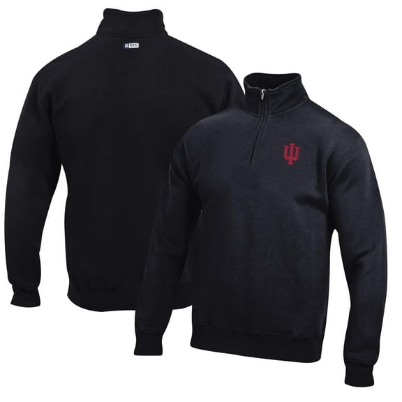 Men's Black Indiana Hoosiers Big Cotton Quarter-Zip Pullover Sweatshirt