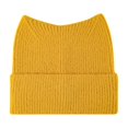thumbnail image 2 of Cute Cat Ear Beanie Hat for Women and Teens, Soft Cable Knit Winter Hat, Warm Knitted Cap for Skiing, Snowboarding, Travel and Casual Outings - Yellow, 2 of 6