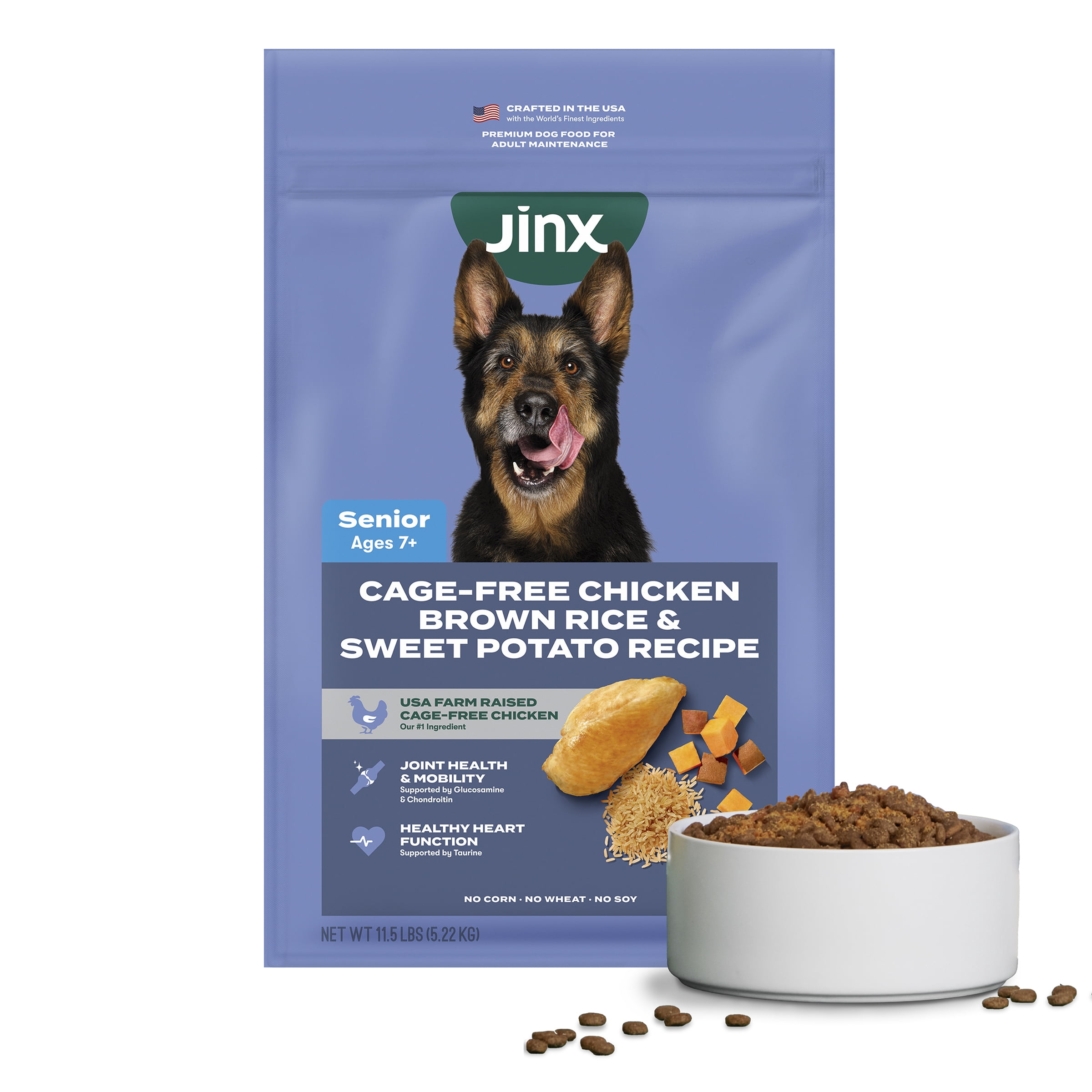 Jinx Senior Chicken, Brown Rice, & Sweet Potato Kibble, 11.5 lb